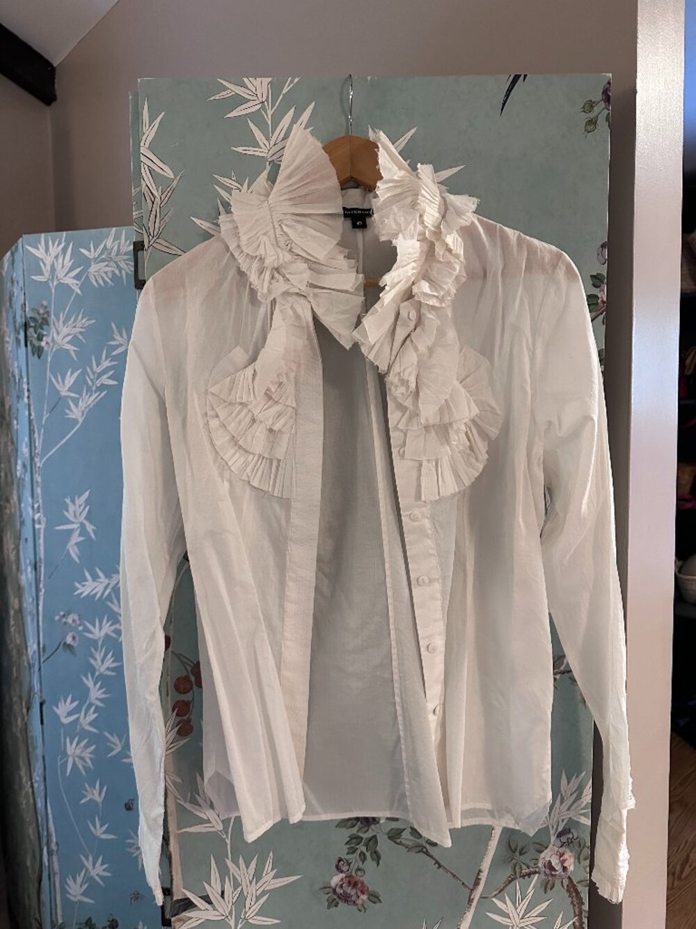 Givenchy Ruffle Neckline Button-Up Shirt